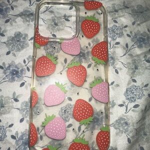 Colorful Strawberry Pattern Clear Phone Case